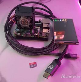 Raspberry Pi 4 B (8 GB) +lcd+cooler RGB+cavo+64gb
