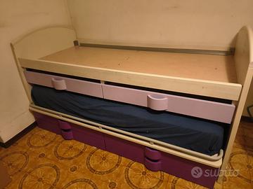 letto bambini doppio con cassetti
