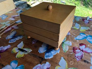 SCATOLA IN LEGNO MULTI VANI PER OGGETTISTICA