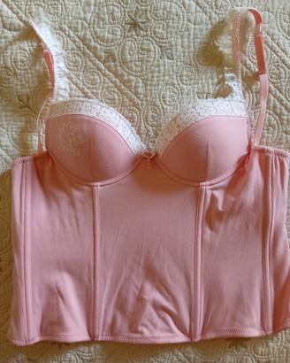 Top bustier corsetto rosa NUOVO 
