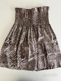 Gonna corta damascata in velluto a coste