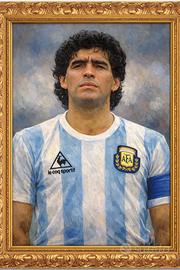Quadro Maradona con cornice oro