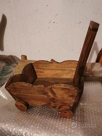 porta vaso/porta oggetti carrello  in legno nuovo