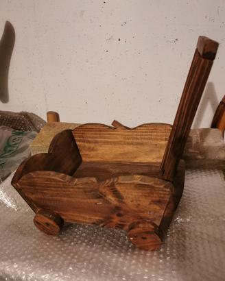 porta vaso/porta oggetti carrello  in legno nuovo