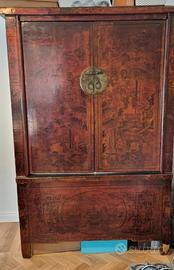 Armadio cinese antico Cabinet Dipinto