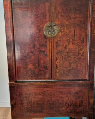 Armadio cinese antico Cabinet Dipinto
