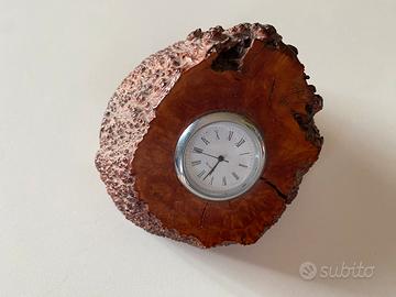 Orologio vintage in radica da tavolo