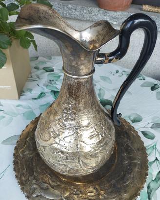 Set Vintage Brocca e Vassoio in Metallo argentato