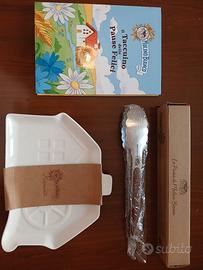 Set Mulino Bianco, piatto, pinza, taccuino,nuovi.