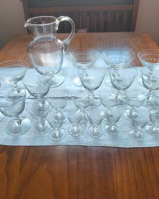 antico, vintage, anni 50, corredo, cristallo, tavo