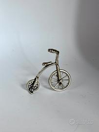 Miniatura rara bicicletta vintage argento 800