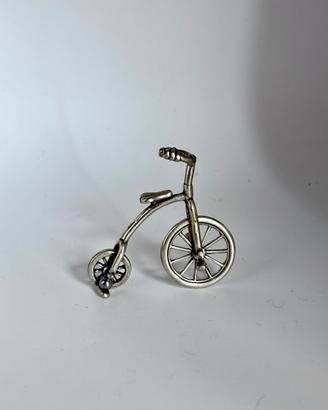 Miniatura rara bicicletta vintage argento 800