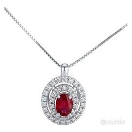 Collana pendente Diamanti Rubini 18kt-750 Donna