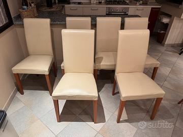 Sedie in pelle beige