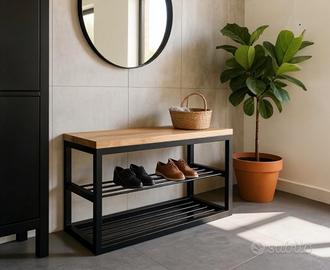 Panca portascarpe in ferro con ripiani 110x45x30 