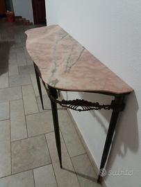 consolle con marmo pareggiato e struttura in otton