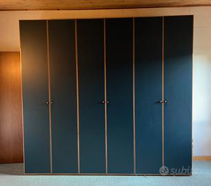 Armadio 6 ante Blu/Legno  - Ricci Casa