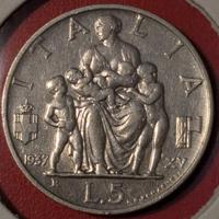 5 Lire Impero 1937 RARO Vittorio Emanuele III