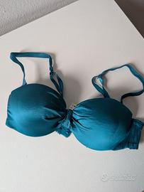 Reggiseno balconcino verde petrolio strass Jolidon