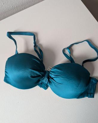 Reggiseno balconcino verde petrolio strass Jolidon