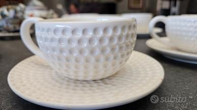 Set di 6 Tazze da Tè/Caffè con Piattini in Ceramic