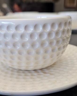 Set di 6 Tazze da Tè/Caffè con Piattini in Ceramic