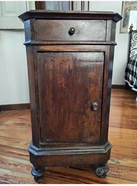 Comodino Antico a Colonnina in Noce – Fine '800 (I