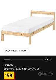 letto singolo in legno