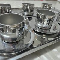 Set caffè acciaio inox - 6 tazzine + vassoio