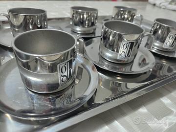 Set caffè acciaio inox - 6 tazzine + vassoio