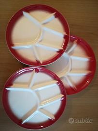 Tre Piatti in Ceramica a 6 Scomparti per Antipasti