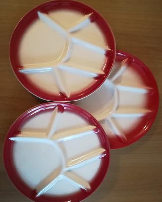 Tre Piatti in Ceramica a 6 Scomparti per Antipasti