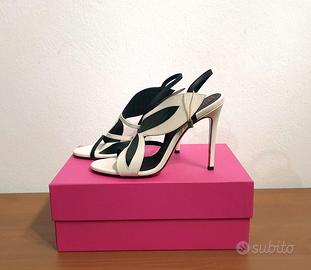 Sandali in pelle, tacco,bianco, Luciano Padovan,39