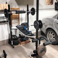PANCA MULTIFUNZ CON PESI MANUBRI E BILANCIERI VARI