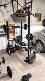 PANCA MULTIFUNZ CON PESI MANUBRI E BILANCIERI VARI