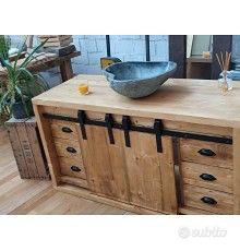 MOBILE BAGNO IN LEGNO MASSELLO CON ANTE SCORREVOLI