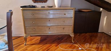 comò cassettiera legno dorata