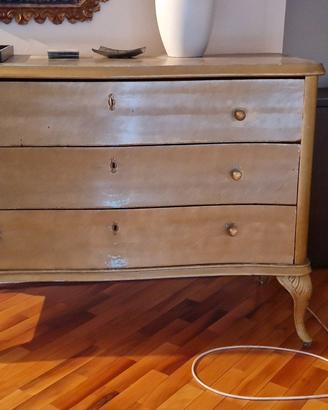 comò cassettiera legno dorata