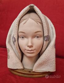 Scultura volto femminile coperto da un velo 