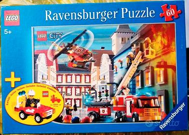 Puzzle Pompieri Ravensburger con costruzione Lego