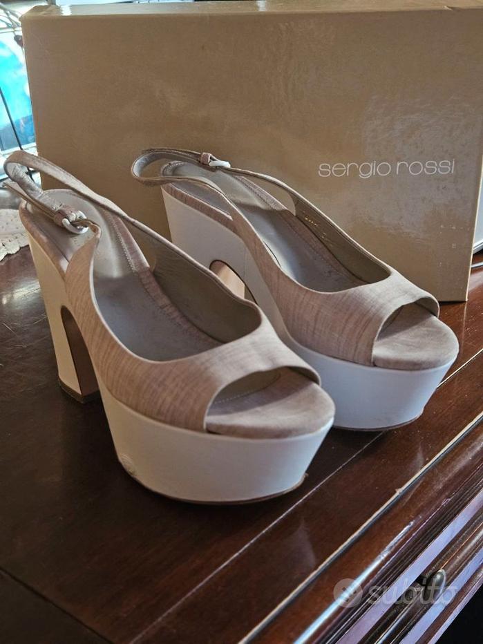Sergio Rossi Silvia Rossi Scarpe Sandali Rossi Con Plateau Vendita