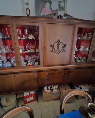 Mobile soggiorno massello con vetrine, chippendale
