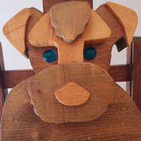 Scultura Legno Pieno Cane Artigianale Made Italy
