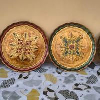 Vassoi legno intarsiati e dipinti a mano con oro