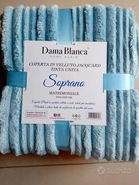 Coperta Matrimoniale Velluto Dama Blanca 200x220 -