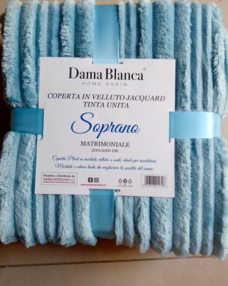 Coperta Matrimoniale Velluto Dama Blanca 200x220 -
