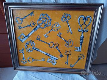 Quadro pittura e decoupage soggetto chiavi