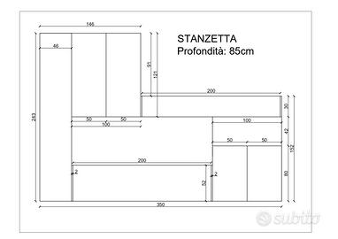 CAMERETTA STANZETTA BAMBINI 3 LETTI