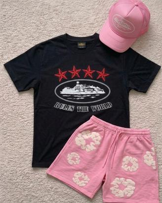 Corteiz Alcatraz T-shirt - Black/Red Stars  S