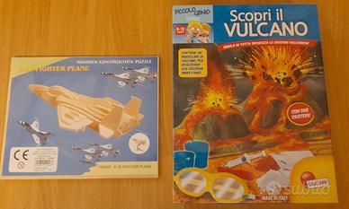 Giochi educativi kit vulcano+puzzle legno